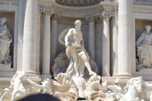 One of the statues in the trevi fountain