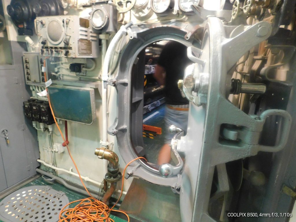 Compartment door inside the Bowfin
