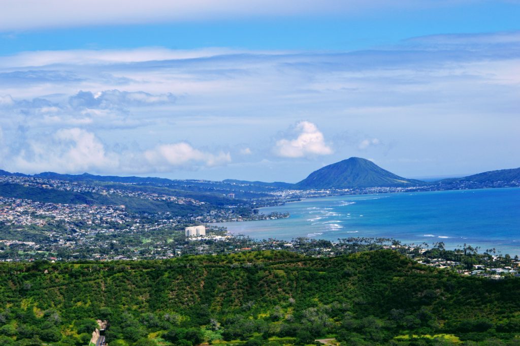 the views from Diamond Head are stunning and extensive