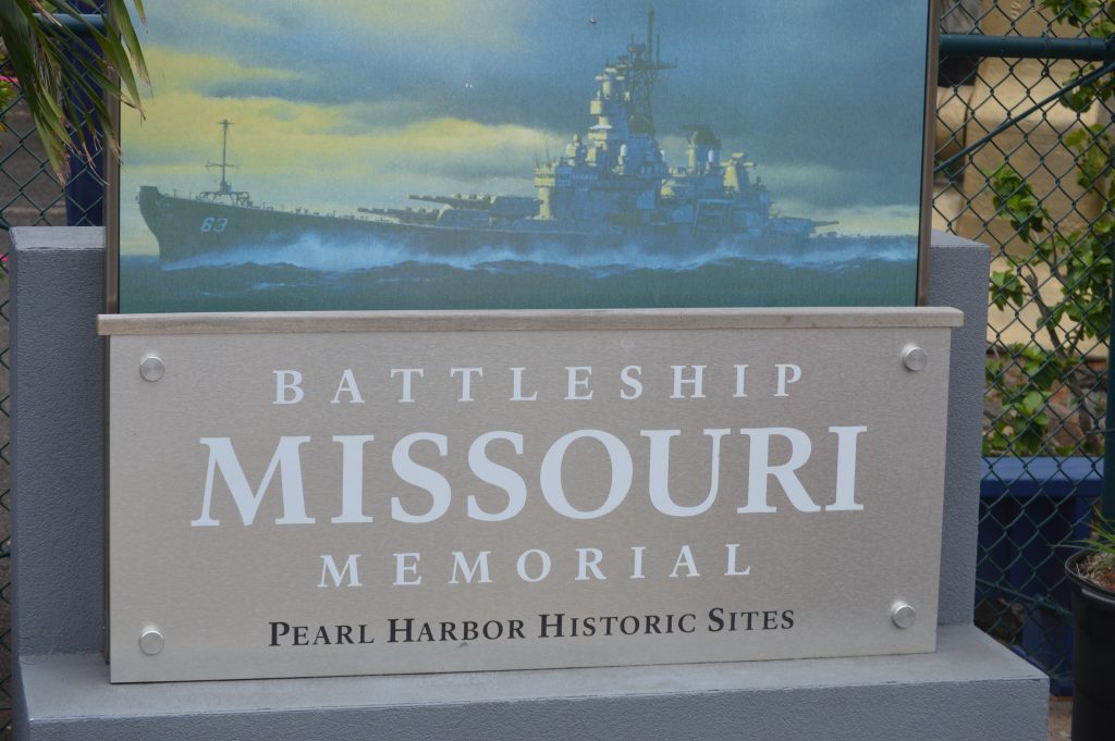 Plaque reading: Battleship USS Missouri Memorial Pearl Harbor
Pearl Harbor Historic Sites