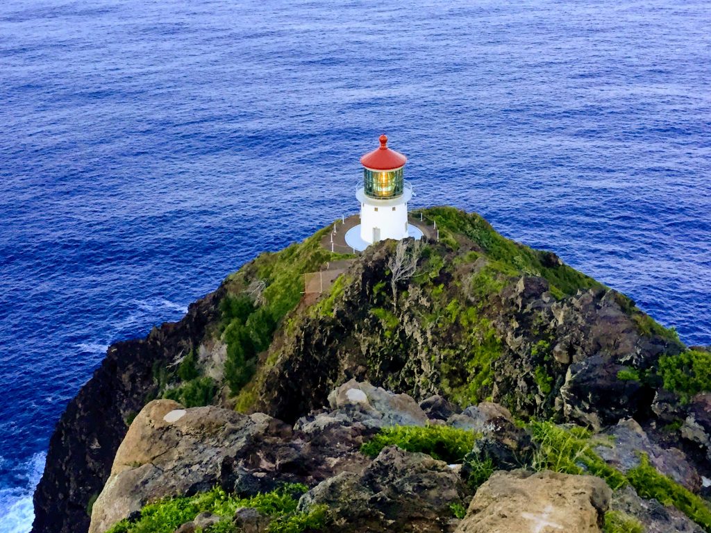 Looking down on Makapu'u lighthouse when hiking the trail