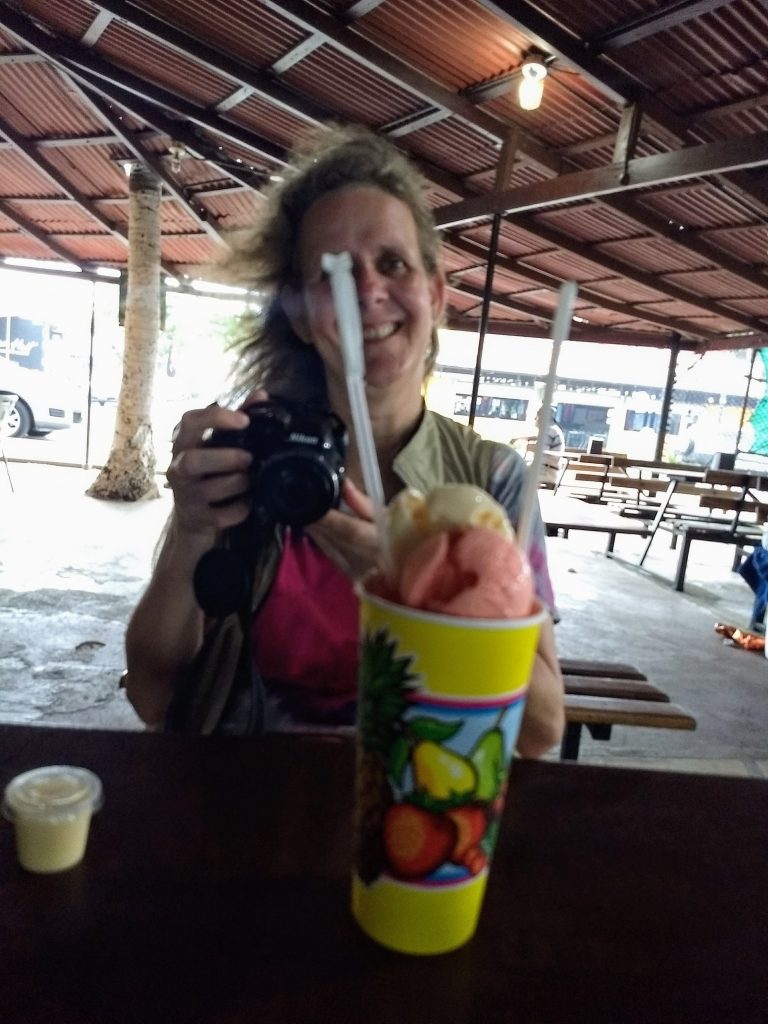 Scrumptious looking dessert: a Churchill. You should try this at least once when visiting Puntarenas, Costa Rica. It is one of the best street foods!