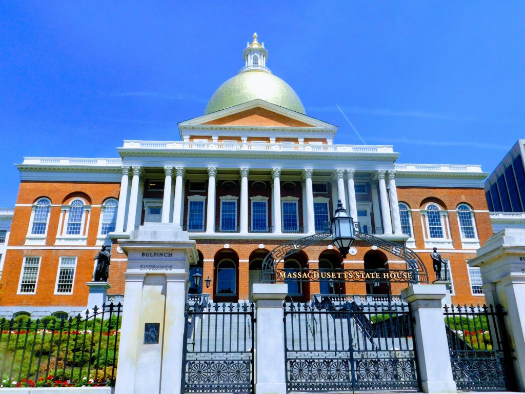 Front of the Massachusetts State House in Boston
