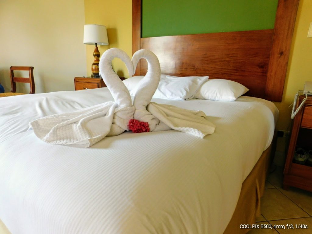 Towel animals in Costa Rica, where we stayed in an all inclusive hotel using our Hilton Honors points