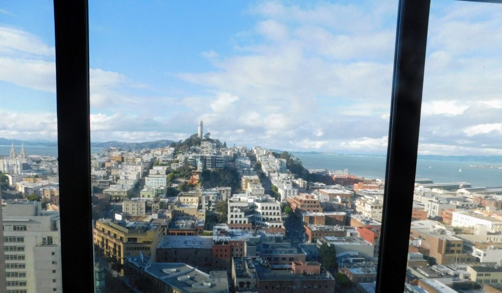 Awesome view over the bay from our San Francisco Hilton. We stayed there for free.