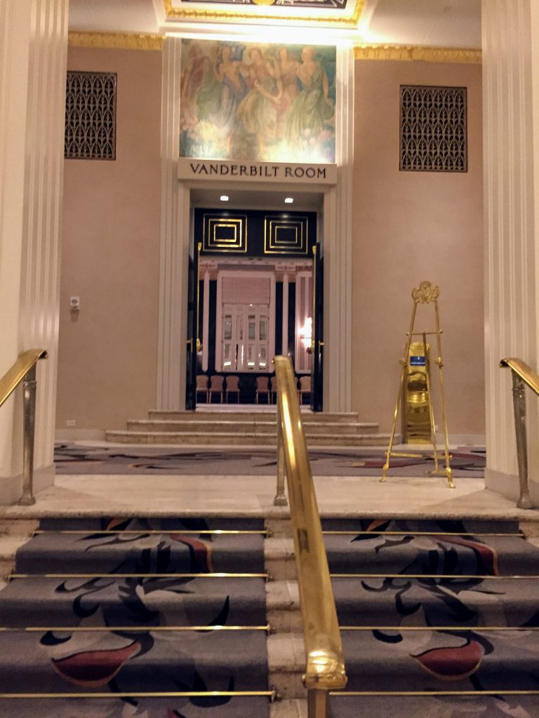 Steps leading up to the Vanderbilt room in the Waldorf Astoria in New York City. We actually paid for this stay to get more points to stay for free.