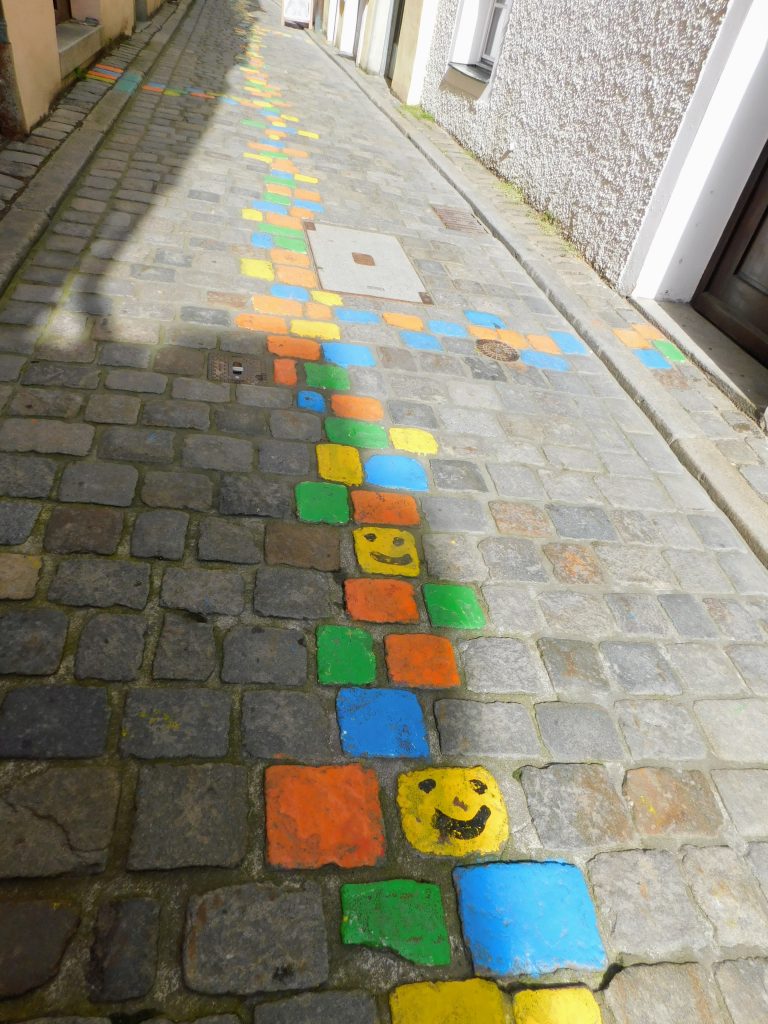 Colored cobble stones in Passau