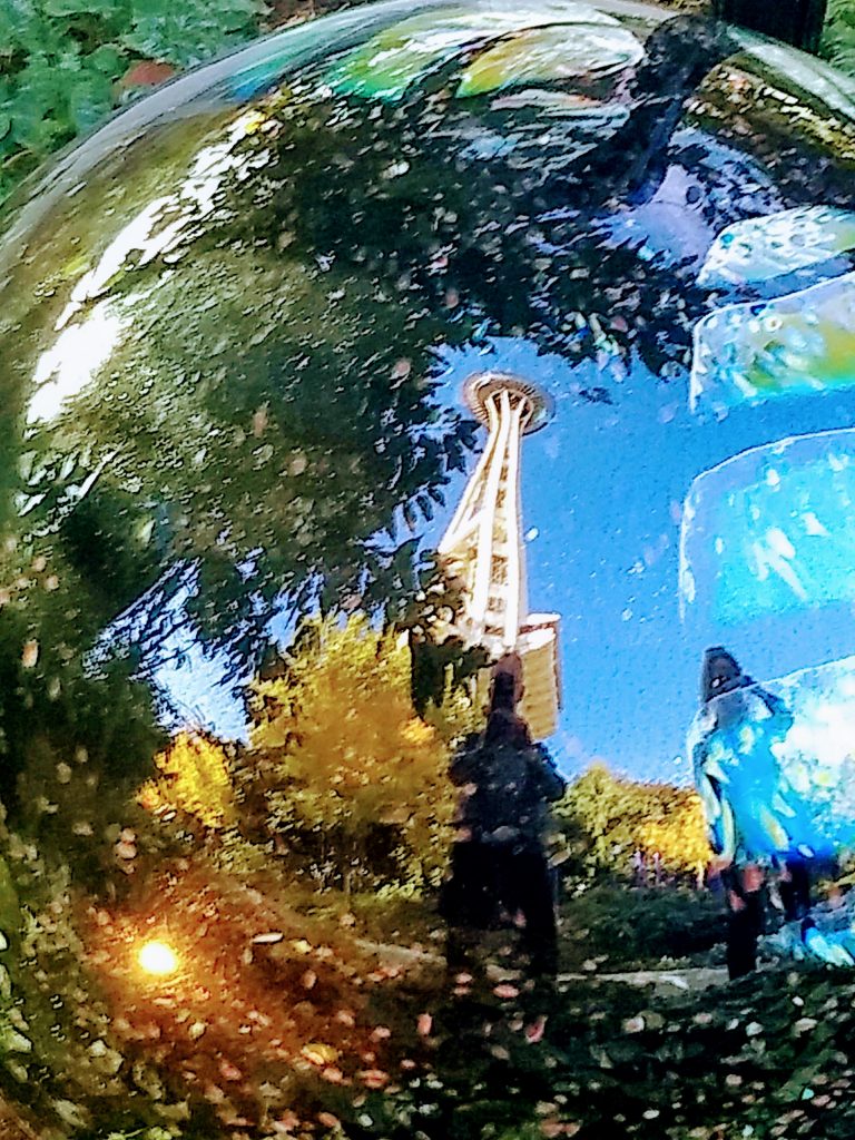 OurCarpeDiem reflection in Chihuly Glass Ball