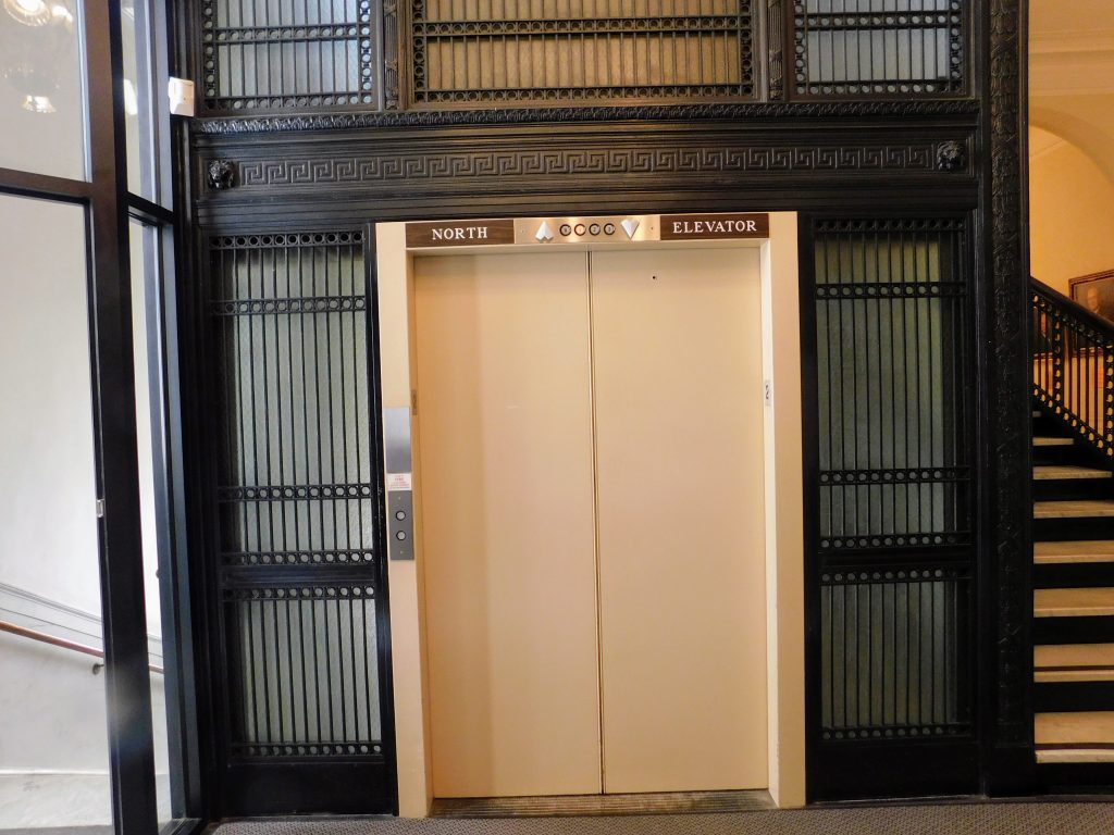 very old fashioned elevator in the New Hampshire State House