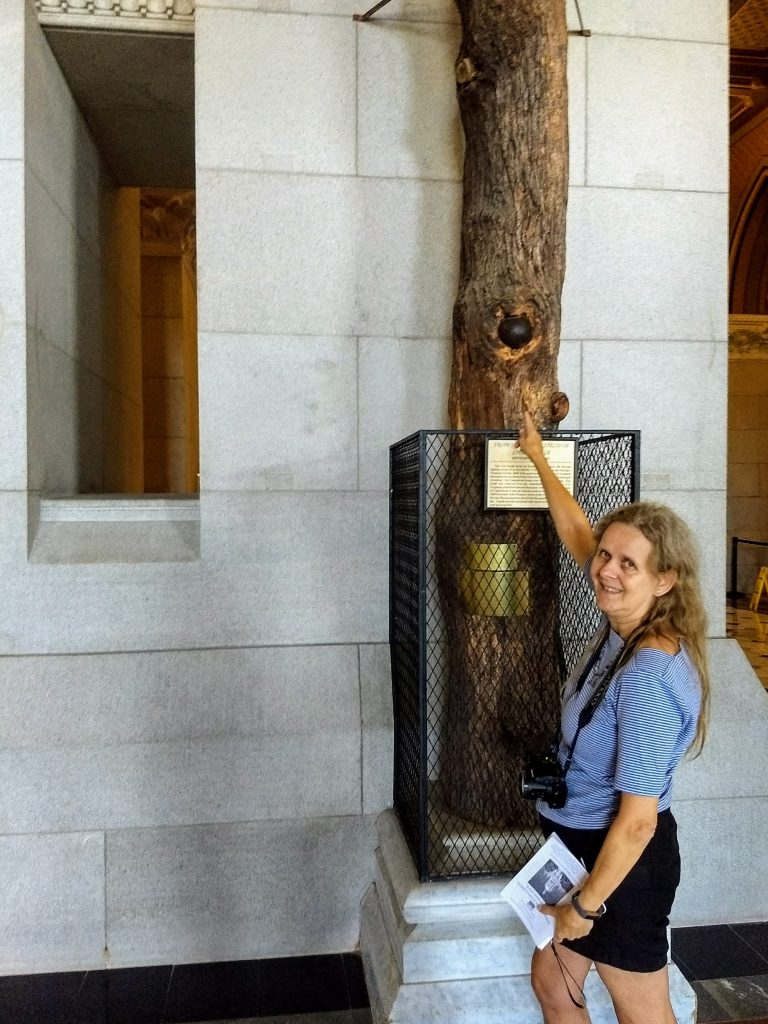 Karen with the tree trunk, allegedly from the Chickamauga Civil War battle field. 
