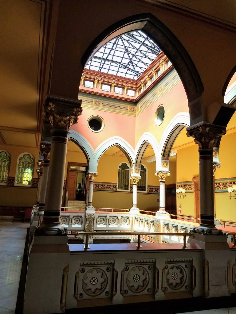 Interior of the very elaborate Connecticut Capitol. 