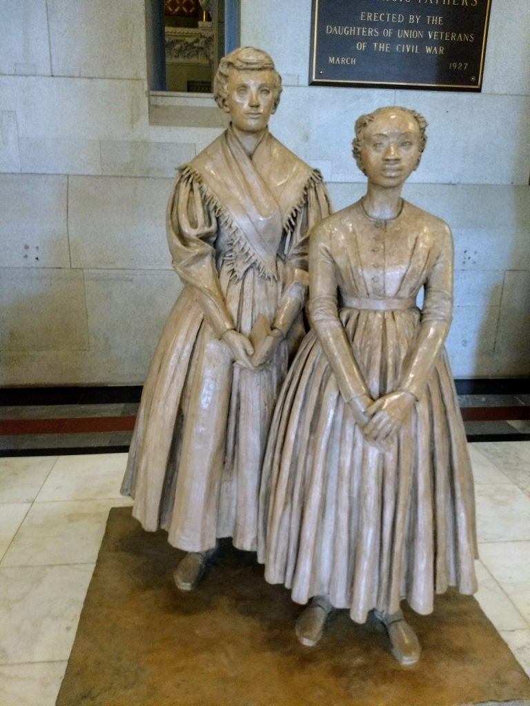 Prudence Crandall and her student Sarah Harris. One of the many interesting statues in the Connecticut Capitol