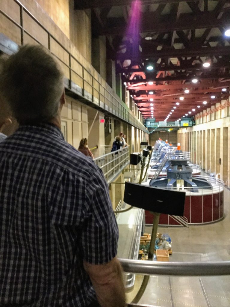 Tom overlooking the interior of the power plant during our Hoover Dam tour.