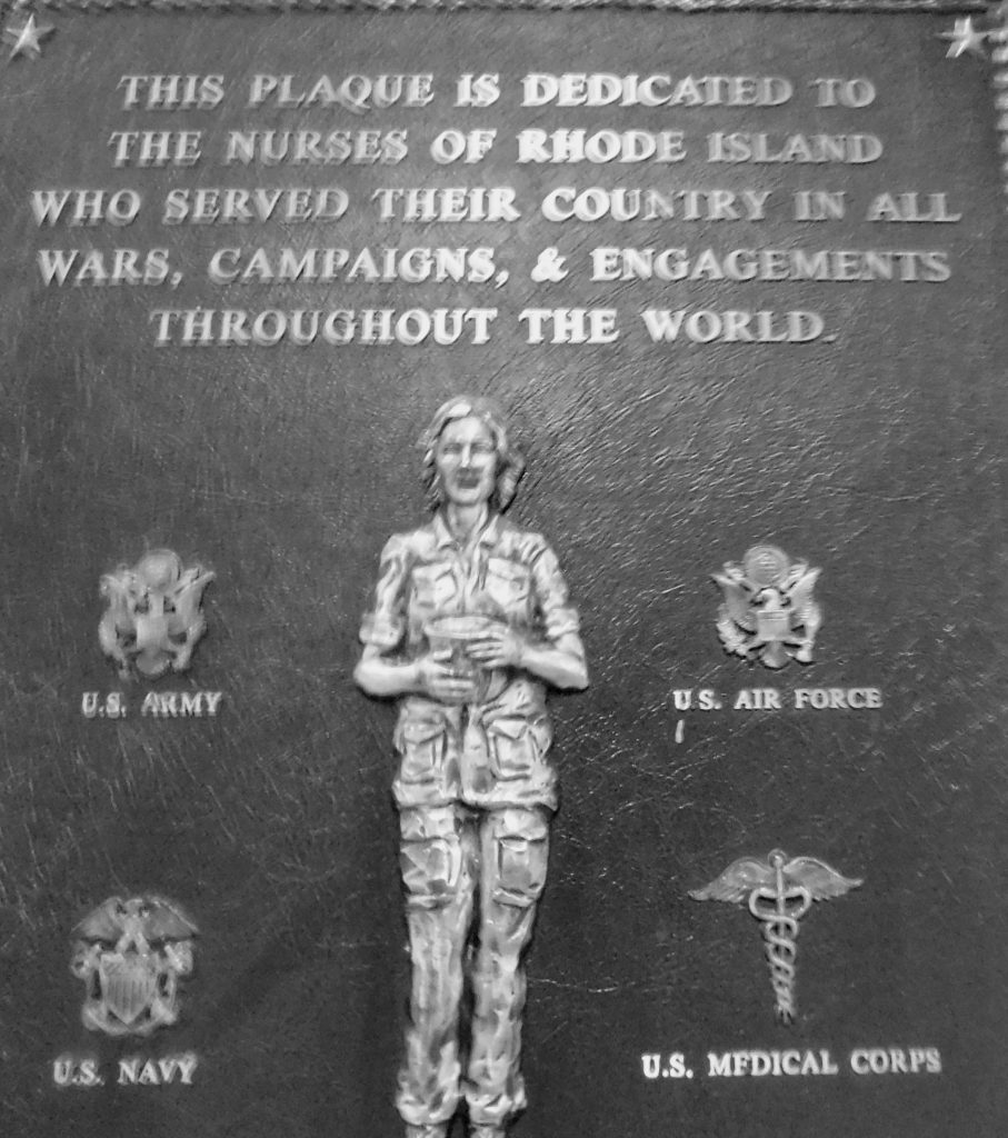 Honoring the nurses of Rhode Island who served their country in all wars, campaigns, and engagements throughout the world. 
US army, US air force, US navy and US medical corpse.