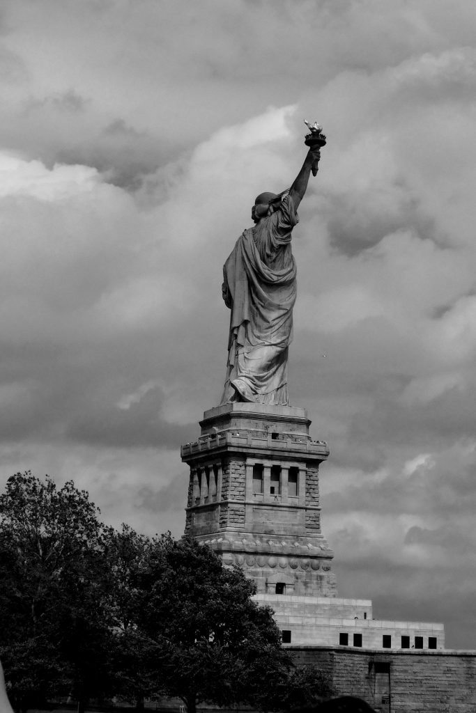 Lady Liberty holding up a torch for cheap Broadway tickets