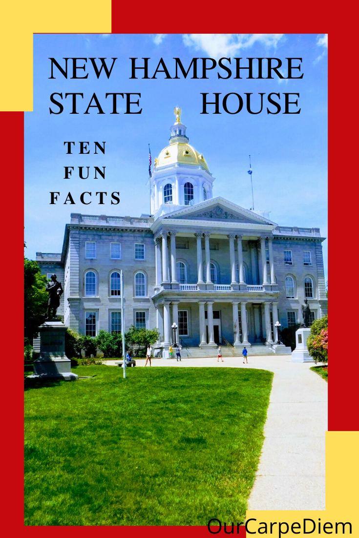New Hampshire State House: 10 Fun Facts Discover the New Hampshire State House in Concord NH and admire New Hampshire's liberty bell. One of the fun and free things to do when you travel to New Hampshire. Learn more about US history. Take a New Hampshire State House Tour. Where did the state motto Live Free or Die originate? How much do NH legislators get paid? Carpe diem, click and read! #OurCarpeDiem #travel #NewHampshire #statehouse #capitol #USAtravel #bucketlist #thingstodo #budgettravel