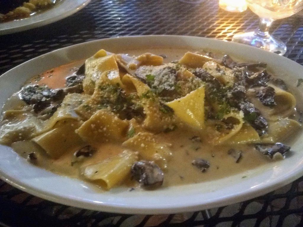 Pasta with mushrooms, at Pascolo in Burlington VT