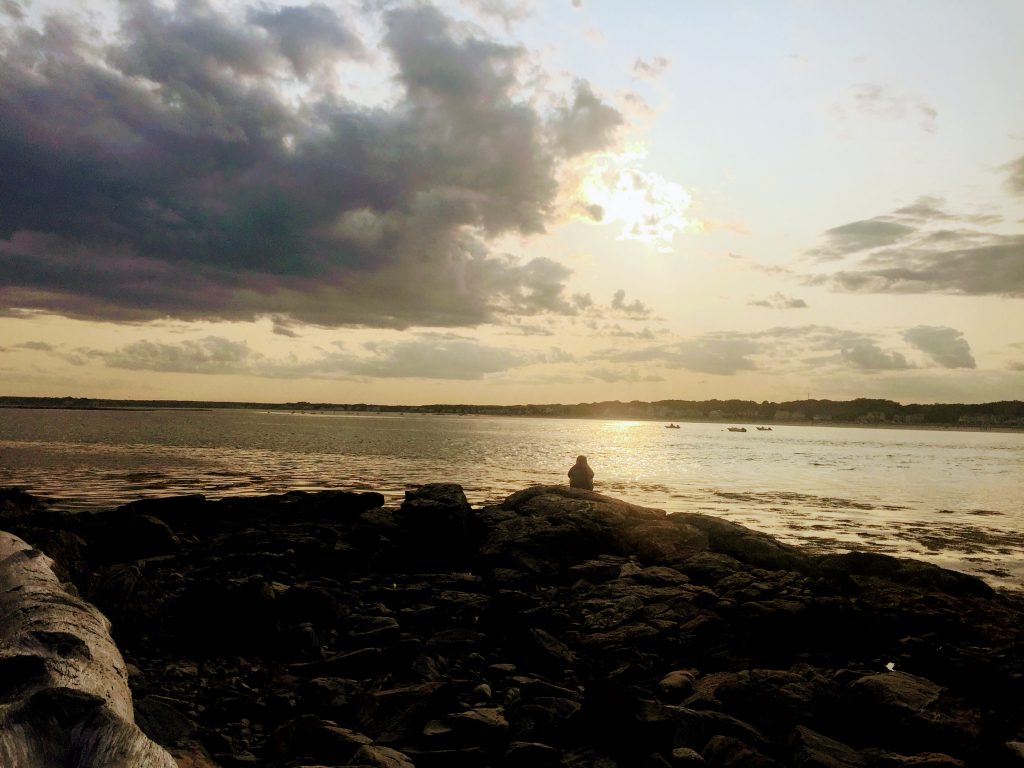 Stormy sunset overlooking Timberpoint Island from the trail
