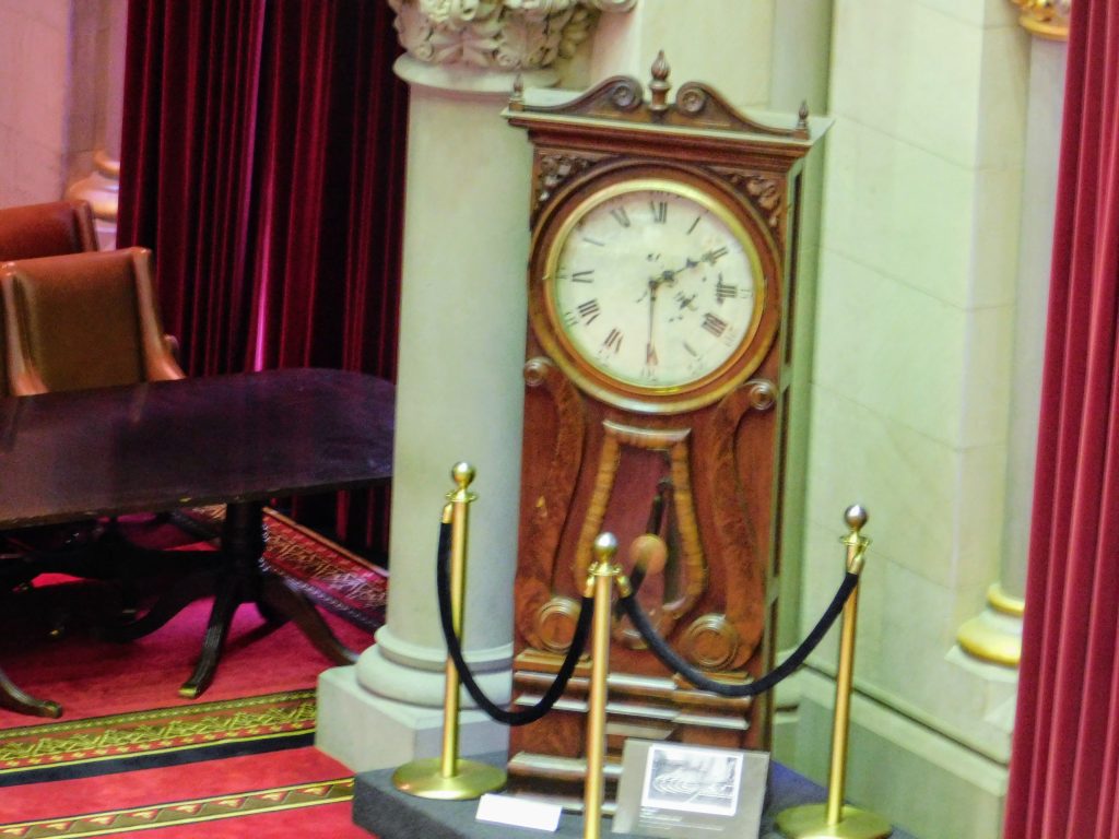 beautiful clock in New York State Assembly Chamber
