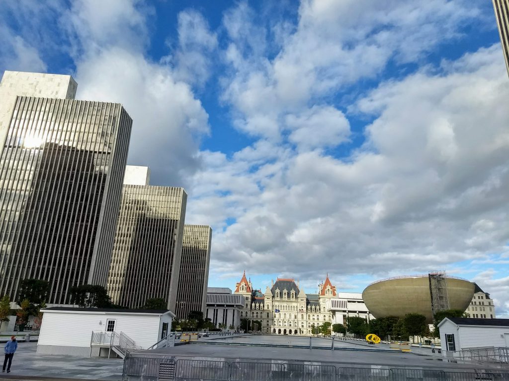 Empire State Plaza, lots of impressive buildings around the New York State Capitol in Albany. 
