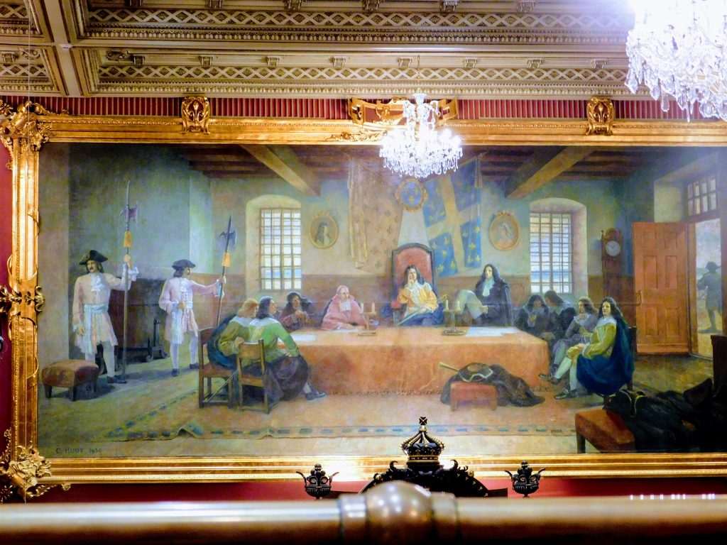 Painting hanging in the Red Room of the Quebec Parliament Building.