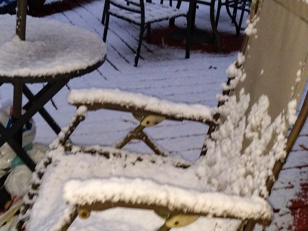 Snowy deck chairs. 2020 in review: too much snow for sure