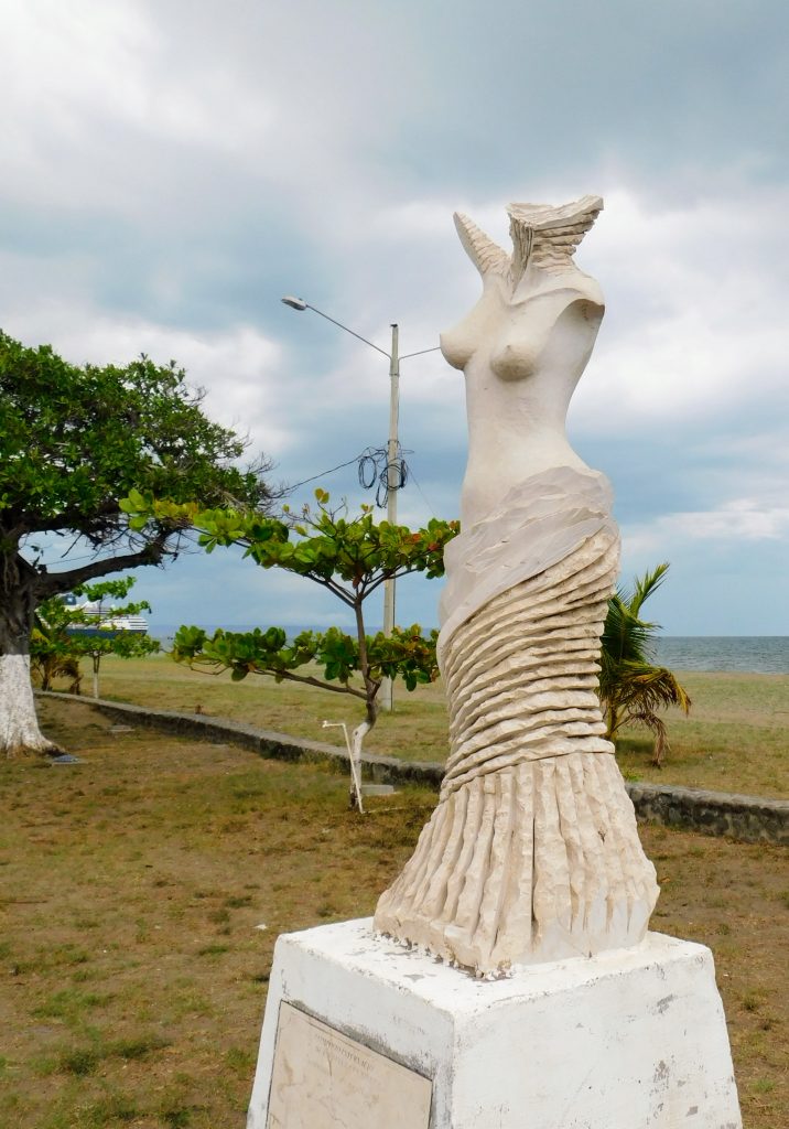 Statue on the beach in Puntarenas, Costa Rica