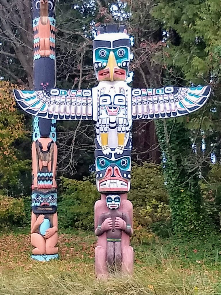 Two totem poles in Stanley Park