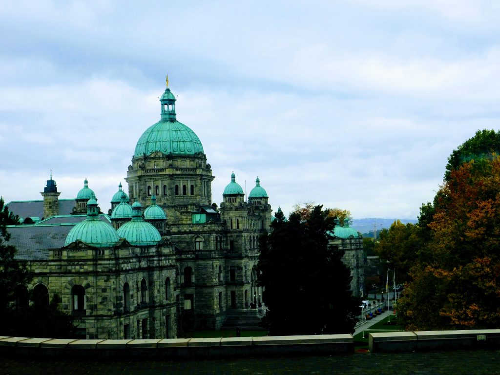 BC Parliament building from the back so you can see the domes