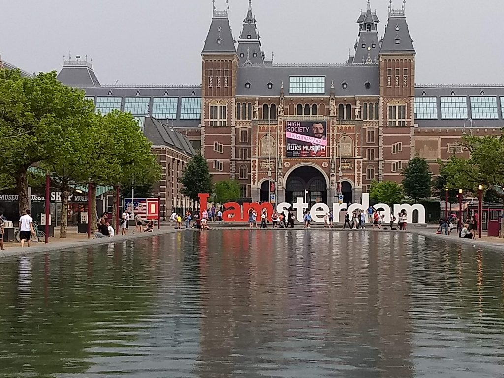 I amsterdam, the Museum Plein in Amsterdam the Netherlands. Fact: the van Gogh Museum is one of the most popular museums in The Netherlands
