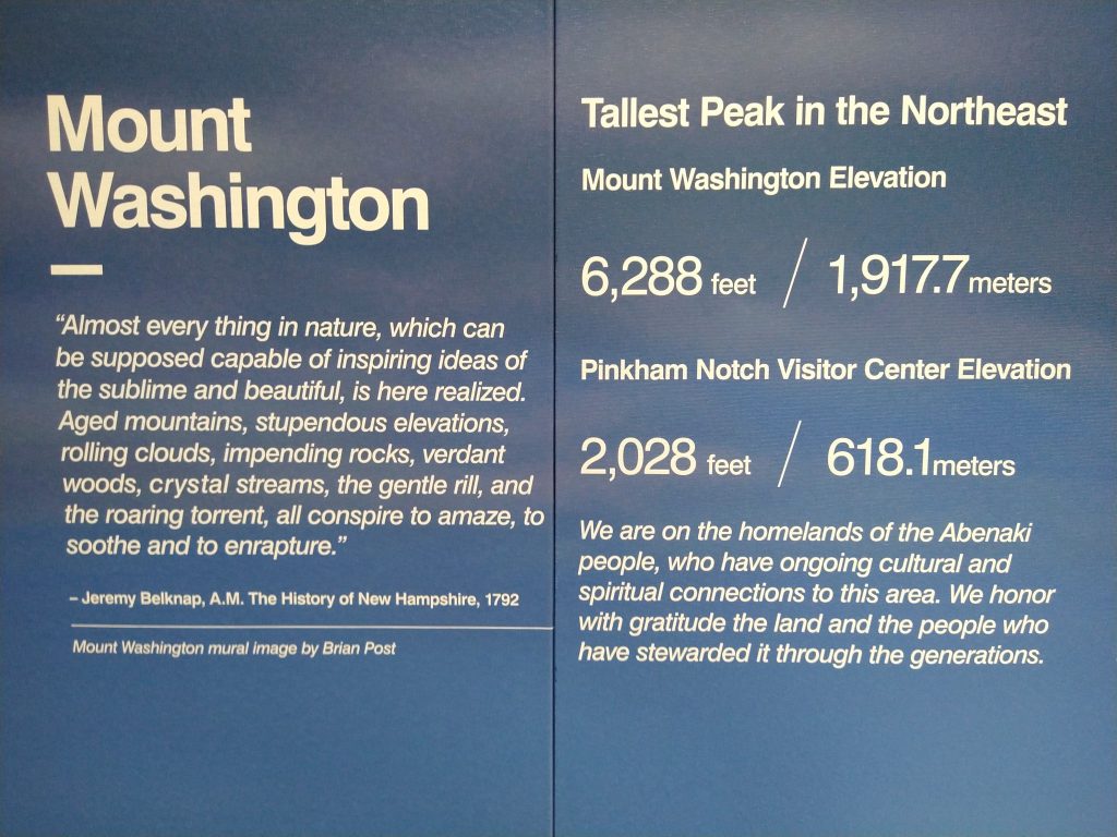 Mount Washington: Tallest Peak in the Northeast.
Mt Washington Elevation: 6,288 feet / 1,917.7 meters
Part of the White Mountain National Forest in New Hampshire