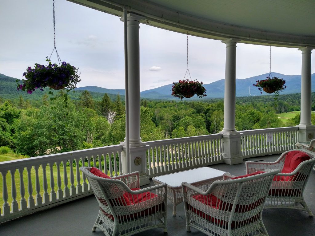 Mt Washington hotel veranda, one of the NPS sites in New Hampshire
