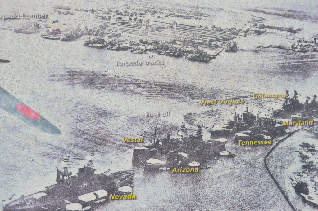 Map showing where all the battle ships were located on the day that the Japanese attacked Pearl Harbor.