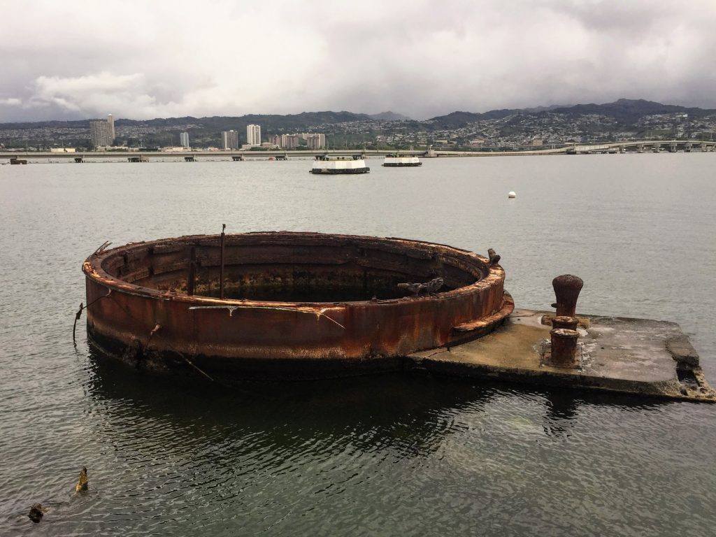 Rusty part of the U.S.S. Arizona, which we witnessed during our visit to Pearl Harbor