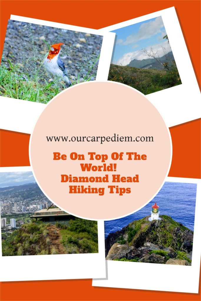 Twelve top tips for Hiking Diamond Head Hawaii, the most popular #hike on Oahu, Hawai’i.  It has a spectacular panoramic view from the top. This hike is not too hard if you are in shape, but it is a lot harder if you are out of shape or live with MS. How long does it take? Can you do it as a spoonie or have multiple sclerosis. Read now! #OurCarpeDiem #travel #Hawaii #MultipleSclerosis #traveltips #hiking #DiamondHead #spoonie
