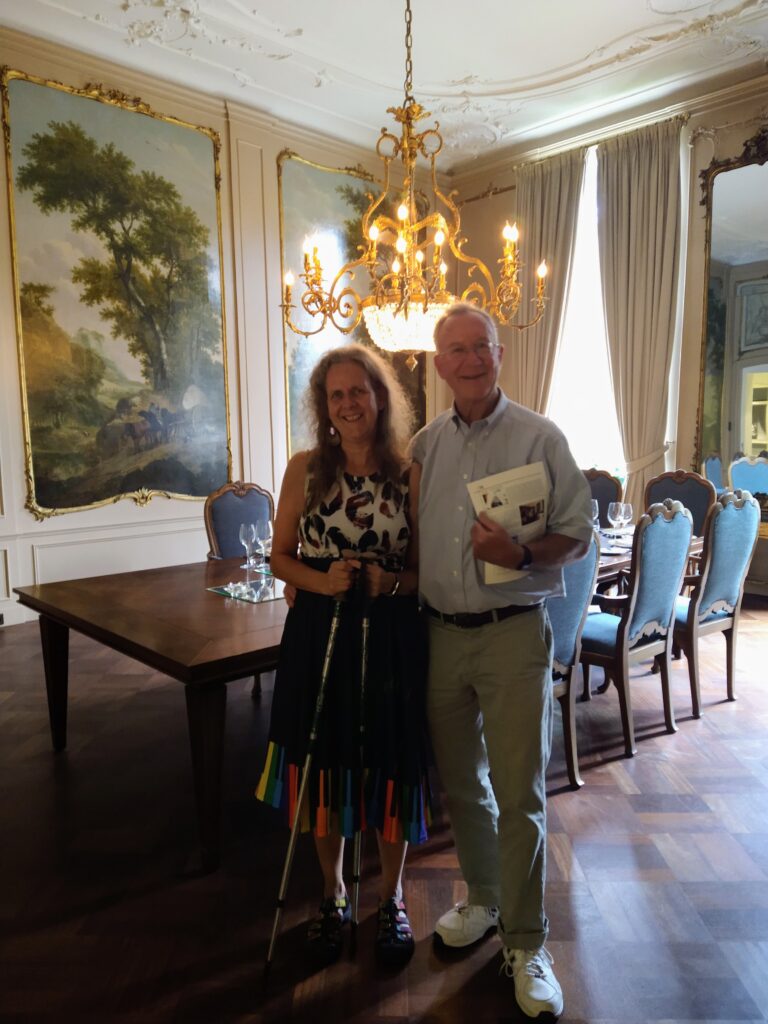 Tom and Karen at the Waldorf Astoria in Amsterdam in a fancy room