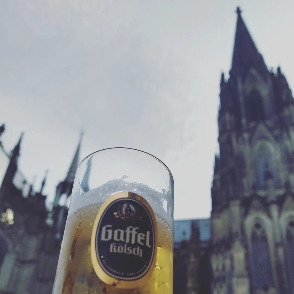 Gaffel Kolsch with cathedral in background