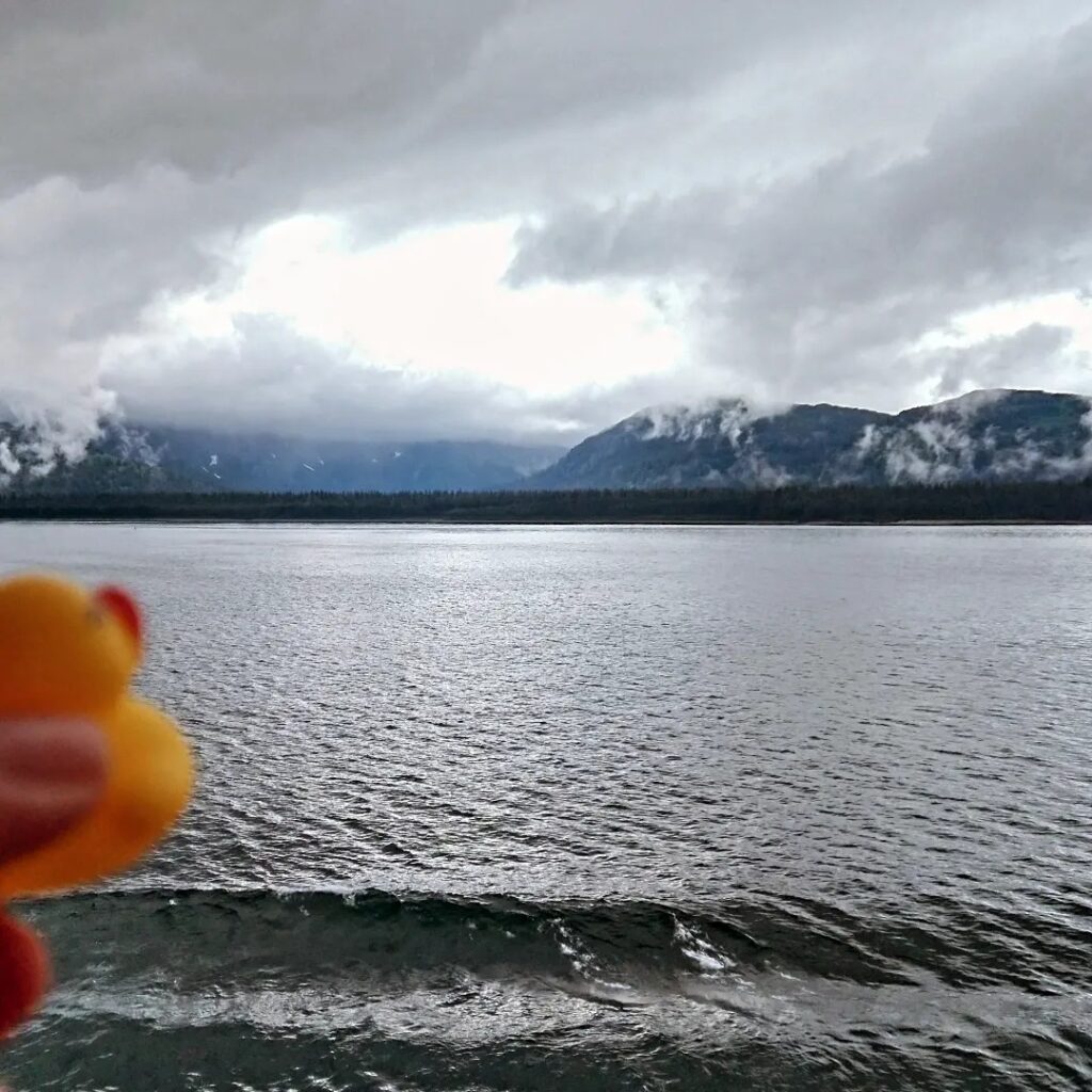 Kwek rubber ducky Flat Stanley at Hubbert glacier