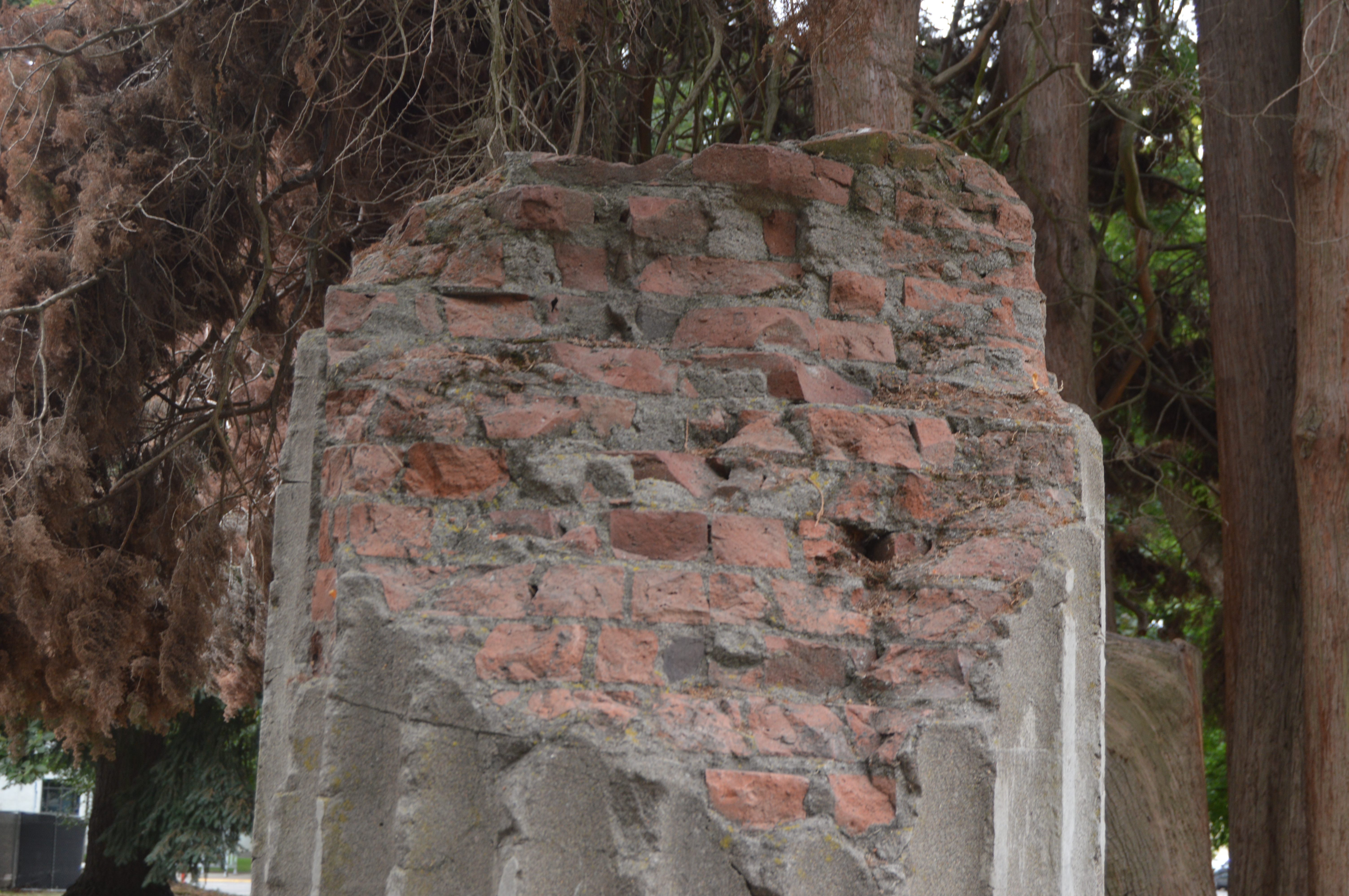 Column with bricks inside from the burned down Oregon Capitol